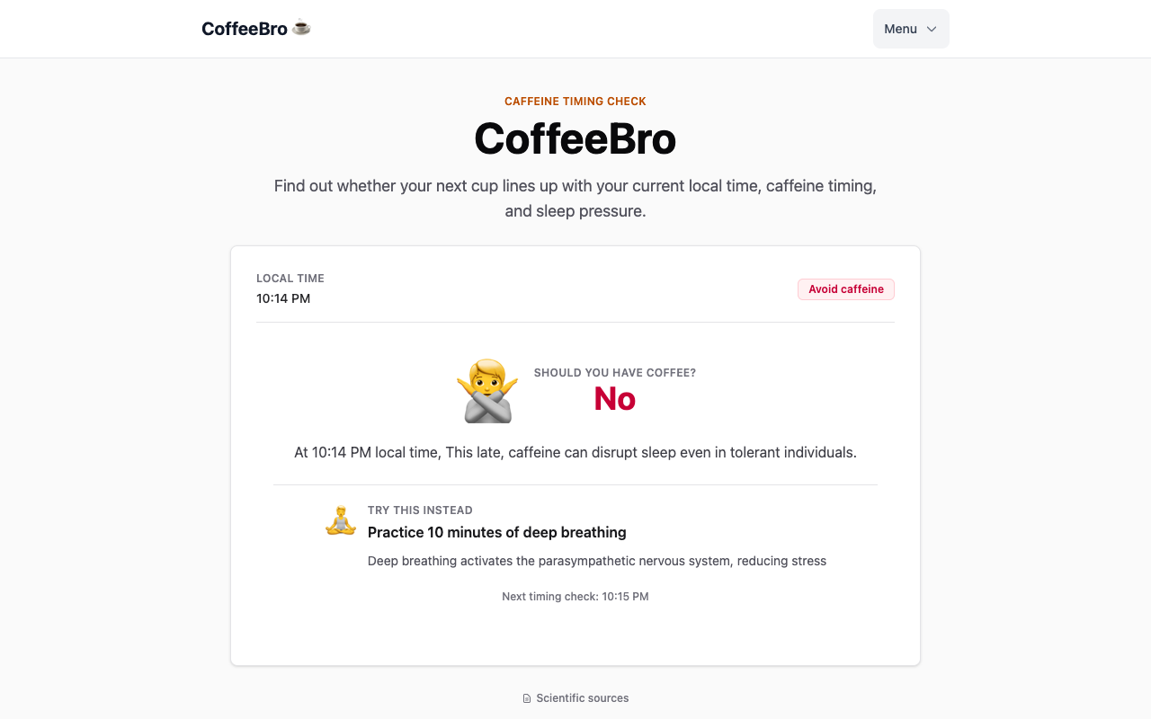 Screenshot of CoffeeBro