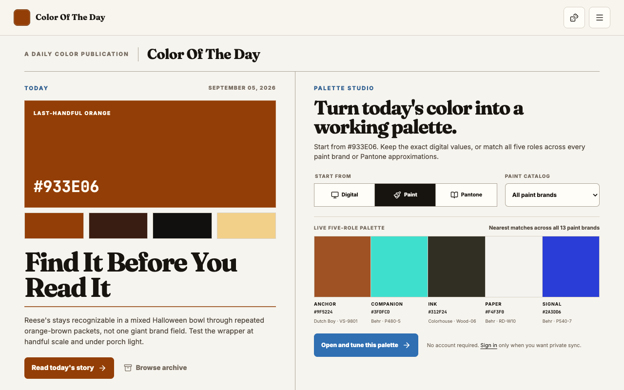 Screenshot of Color Of The Day